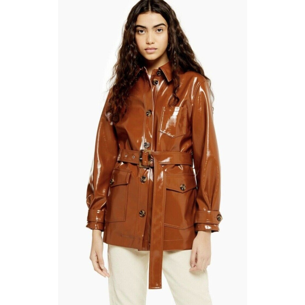 Top Shop Chicago Belted Vinyl Coat